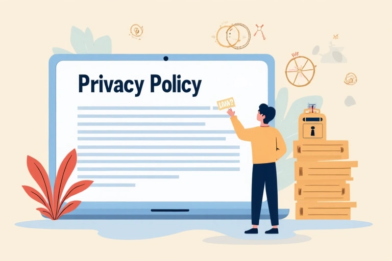 Ilustración de un usuario haciendo clic en un botón de privacidad con un icono de un candado, simbolizando el control sobre sus datos